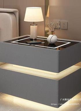 悬浮智能床头柜现代简约无线充电意卧极简室家创用意网红床边9657