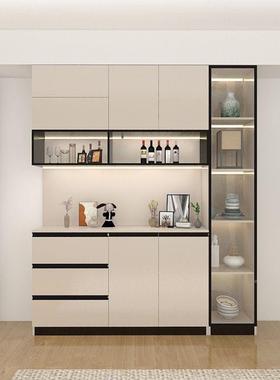 轻功奢酒餐边柜一体靠墙现代简约餐厅柜璃高柜玻XKE橱柜柜多能储