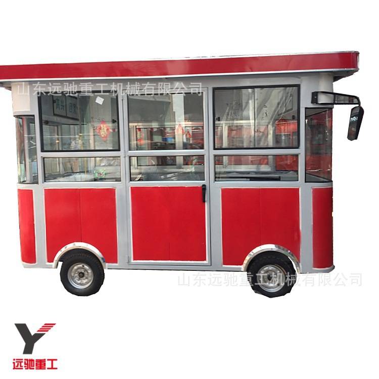 电动四轮冰激凌车 复古造型移动烧烤美食车 流动摆摊早餐车