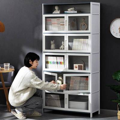简书架落地书柜儿童读阅区储绘49153本架靠墙置物架客厅家用易收
