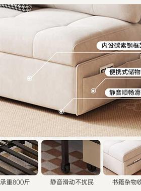 沙985发床奶油网风小型单双人两用发沙红无扶户手多功能可折叠伸T
