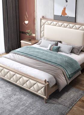 美式轻室奢实床18米双人床主无品牌/卧大.床木婚床现代简约主卧高