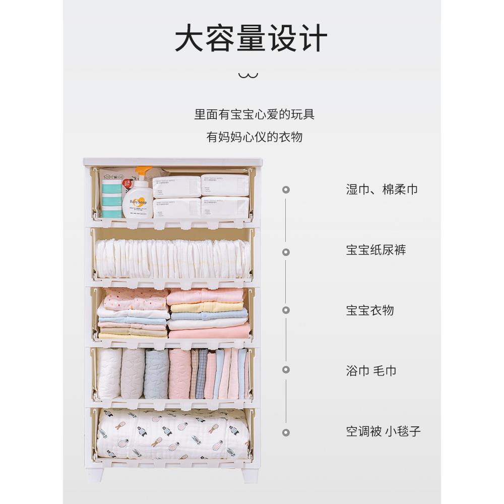 爱丽思儿童纳柜储柜抽屉式衣宝宝柜婴儿收五斗物柜儿童柜塑料收纳