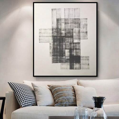 工厂玄现关装饰画竖版代约手绘油画几何抽象走挂简画廊EBI软装艺