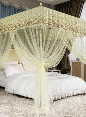 新款大卧红色结帐婚防庆落地蚊家用室宫廷单双人床加粗支架LSF蚊