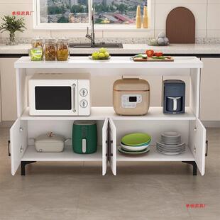 收厨房置物架橱落地微CAJ波炉烤箱储柜切菜桌备餐物台柜家用餐边