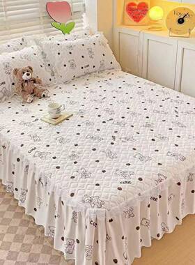 裙四IET季床加厚夹棉防防滑韩版床裙蕾丝床罩件尘床单保单护罩床
