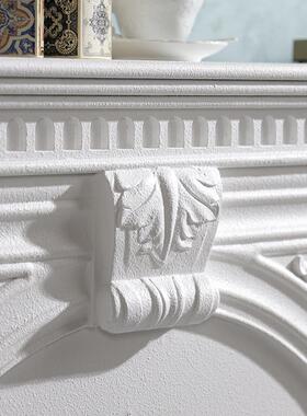 法式复壁古炉柜实木34353雕花仿真火壁炉玄架白物色装饰柜置架客