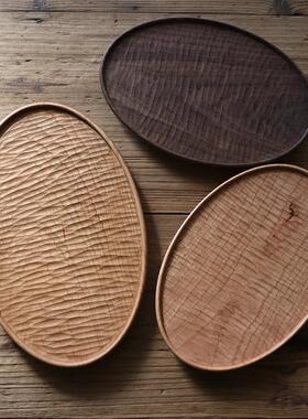 不凡木逸樱桃木日式手作雕刻茶盘整木烘焙餐盘咖啡托盘ins木盘子