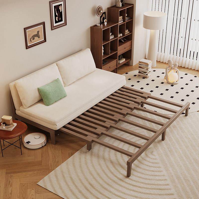 2025新款白蜡木三折叠实木折叠沙发床卧室客厅坐卧两用沙发抽拉床