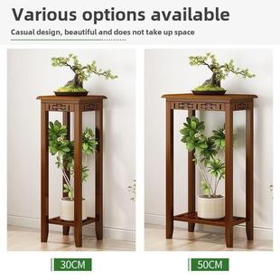 鱼缸承重底座托架托盘实木花架子落地摆花凳子覆古新中式花盆摆件