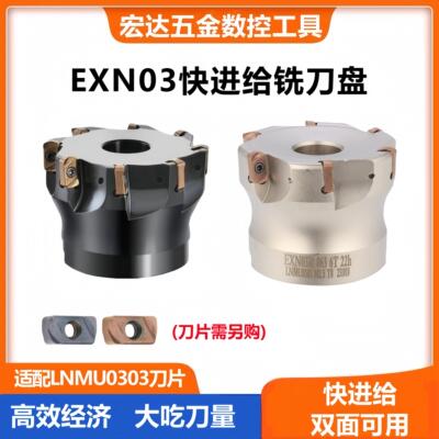 东芝双面开粗内冷出水面铣刀盘EXN03R快进给铣刀盘LNMU0303铣刀片