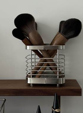 PGLP不锈钢收纳筐桌面化妆刷洗漱台牙刷架沥水篮厨房筷子筒