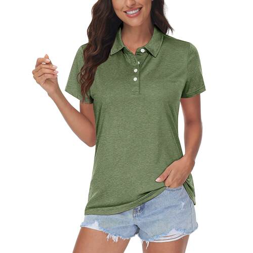 Women'S Golf Shirt Classic Polo Shirts Collar 4 Button跨境