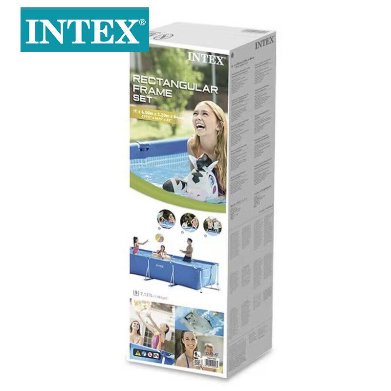 INTEX游泳池方形支架水池圆形支架泳池家庭户外私人大型戏水池
