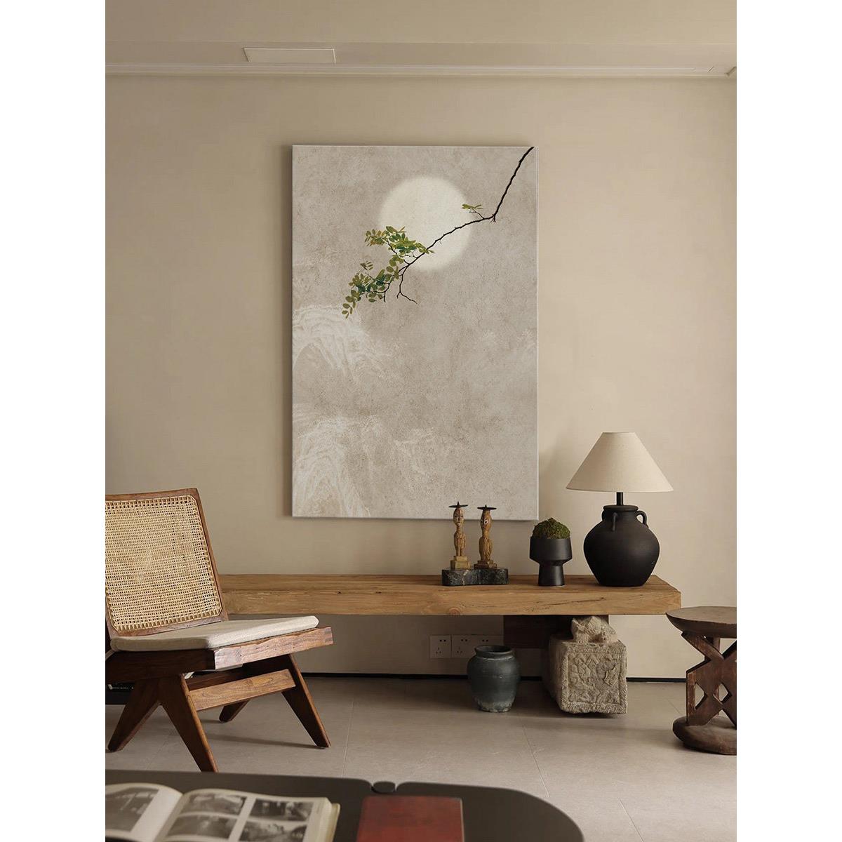 原侘侘风格装饰画,茶室挂画,新中国禅宗风格入口大厅沙发背景墙