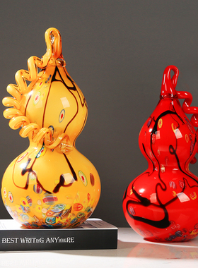 琉璃葫芦艺术摆件禄招p财轻奢客厅酒柜装饰品乔迁新居送礼新中式