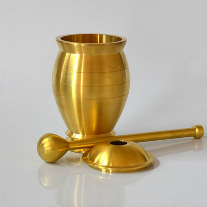 大号黄铜中药捣药罐杵子药盅擂钵研钵H石臼铜盅捣蒜泥器钢臼研磨