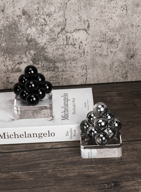 北欧轻奢葡萄水晶电镀创意球形几何摆件N样板房软装饰品摆件