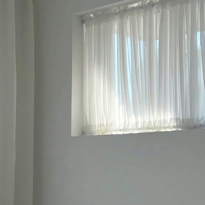 绷纱帘遮挡帘上下k魔术贴半帘短帘透光不透人隔断门帘免打孔小飘