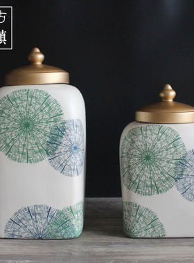 新中式古a典彩绘艺术陶瓷摆饰客厅花瓶玄关样板间饭厅酒柜摆设品