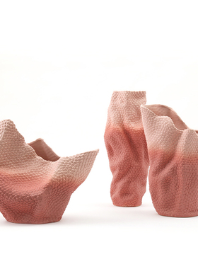 新中式渐变蜂窝陶j瓷花器摆件酒店会所售楼处样间客厅花瓶装饰摆