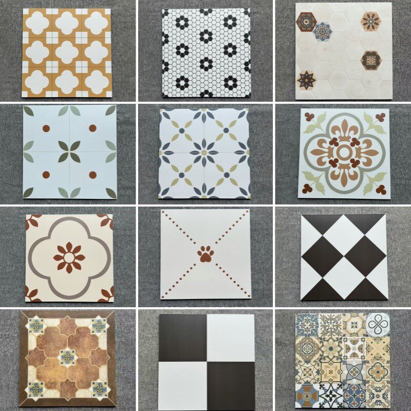 彩色花砖600X600化妆室厨房黑白地砖I饭厅花砖阳台壁砖防滑地板砖