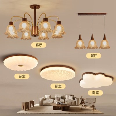 中古风吊灯d客厅主灯法式复古南洋高级感卧室餐厅灯具全屋套餐组
