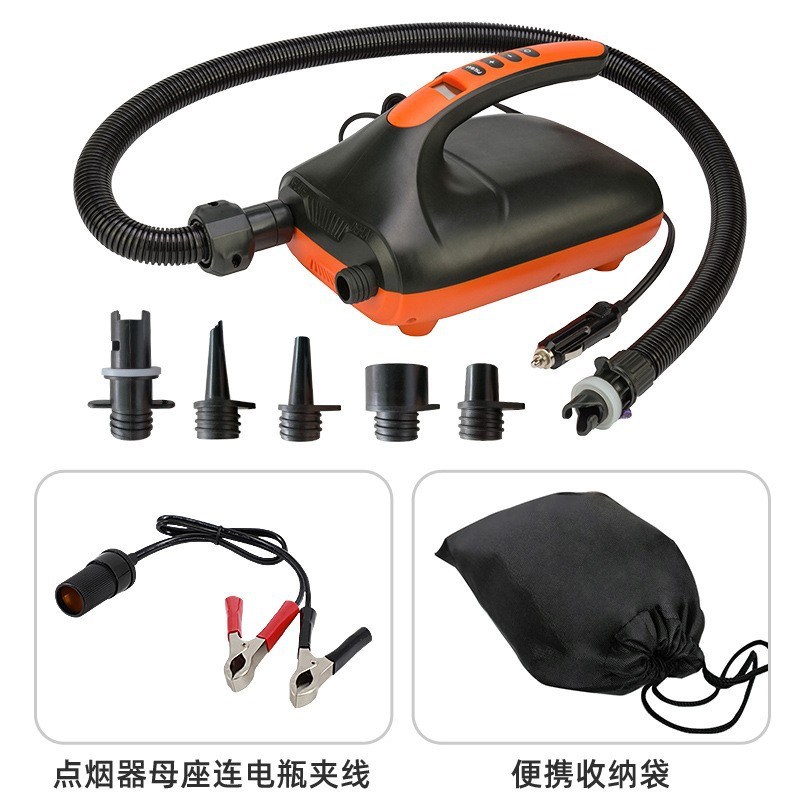 皮划艇冲锋舟SUP桨板高压电动充气泵充气船12V车载点烟器打气泵