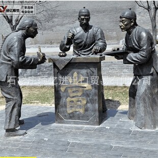 厂家现货铸铜民俗人物古代典当行店掌柜人物雕塑广场店铺摆件