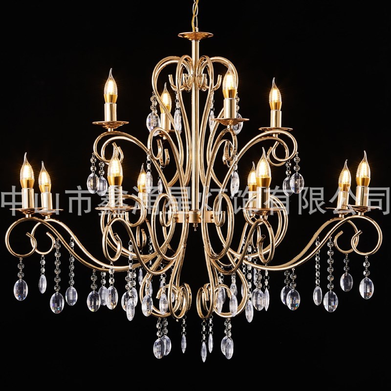 直供新款20头欧式吊灯铁艺婚庆道具电镀金属吊顶布置灯具