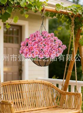 海棠花仿真天艺花吊盆竺葵挂假花吊篮装饰户外门造景OHO铁盆栽