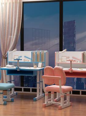 儿童学习桌书子书架家用课桌抽桌套装可调升MVH降屉椅凳组合桌子