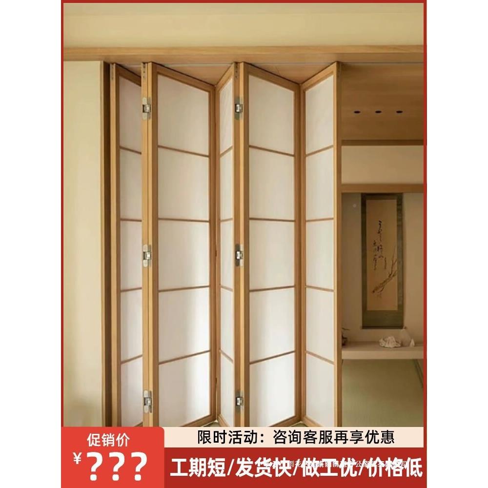 折叠门室式原木格无子门窗和榻榻275米阳台日隔断推拉移门轨道卧