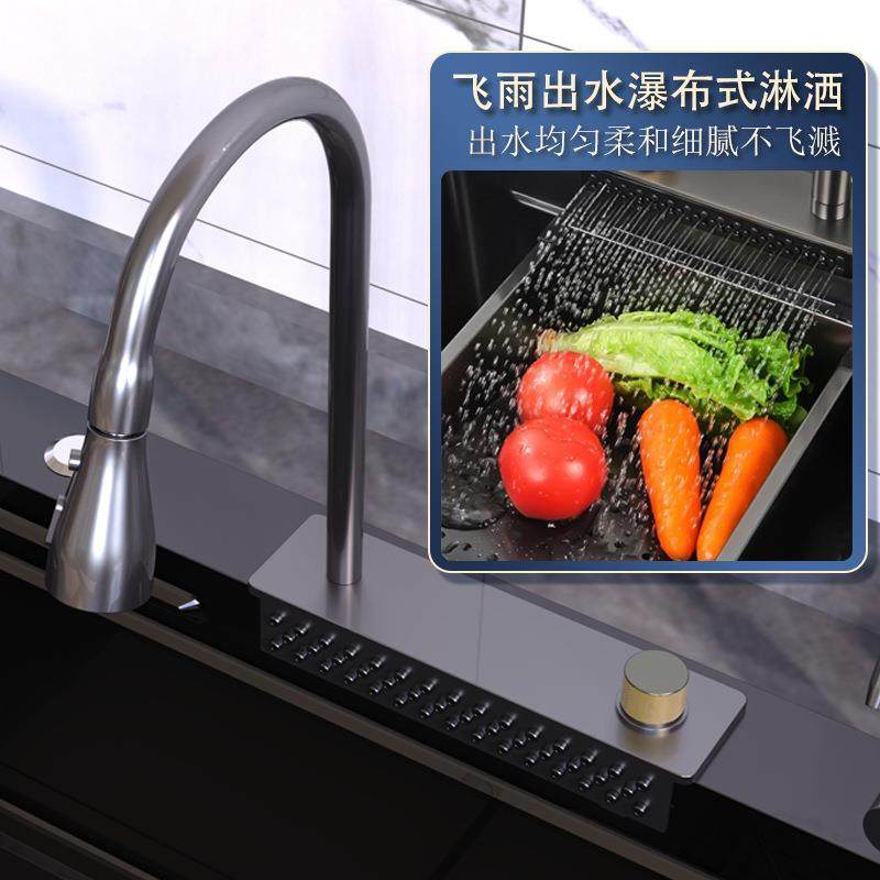 家用厨房不锈多种钢纳水槽加厚手工大单槽米黑洗碗洗池子布式出瀑