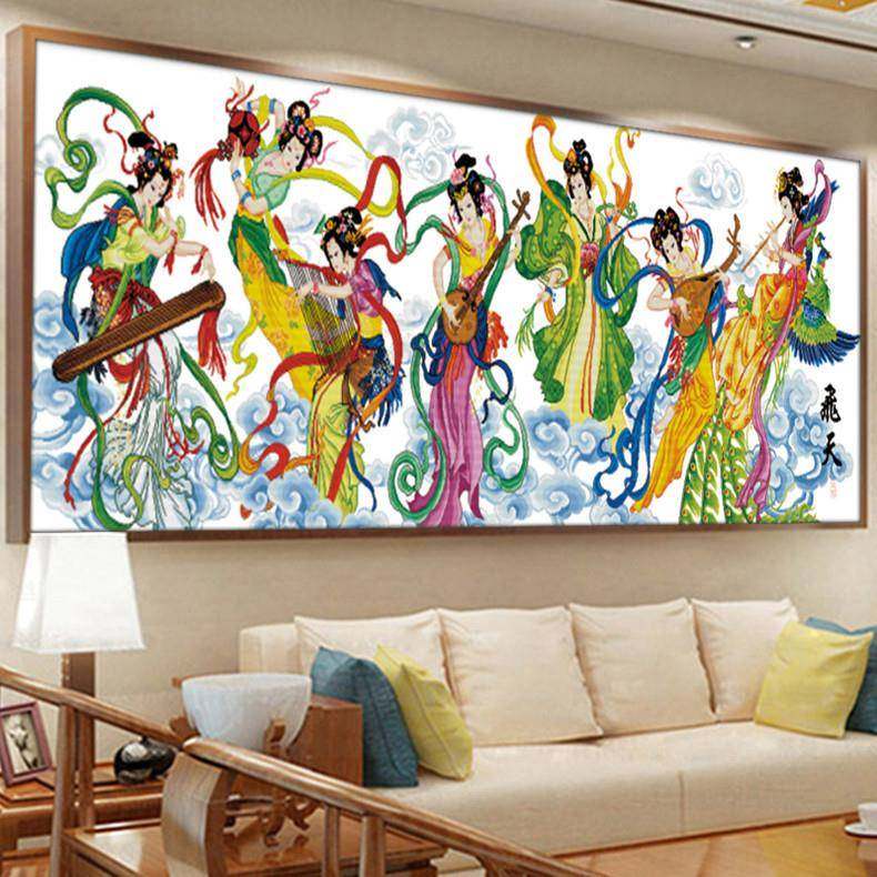 飞天彩云古风十客字绣2025年新风WYU款线绣厅中国手工自绣大幅己,鲜花速递/花卉仿真/绿植园艺,其它园艺用品,淘宝优惠券,粉丝福利购,淘宝优惠卷