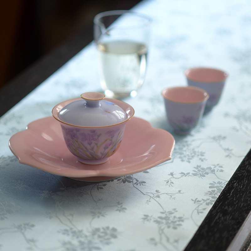 桌谈来茶事小中式织锦花卉花影长得茶席茶垫茶室清新布艺665餐垫