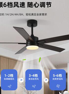 大风力静具音风扇灯餐厅极简风风黑色客厅扇家用商吊用中山灯WTQ