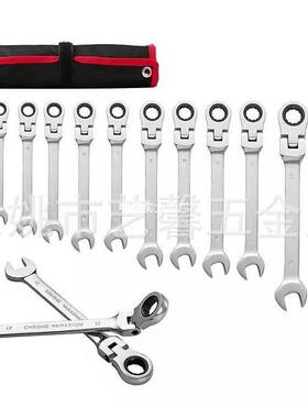 12PC两用棘轮两用扳72齿手活工动头YNA套装机修汽组修具帆布挂袋