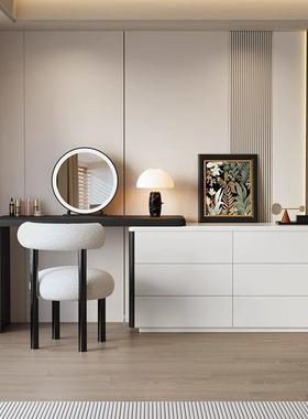 黑白实木梳妆斗柜一化体卧约室床尾储物柜OCJ简现代烤台漆时尚感