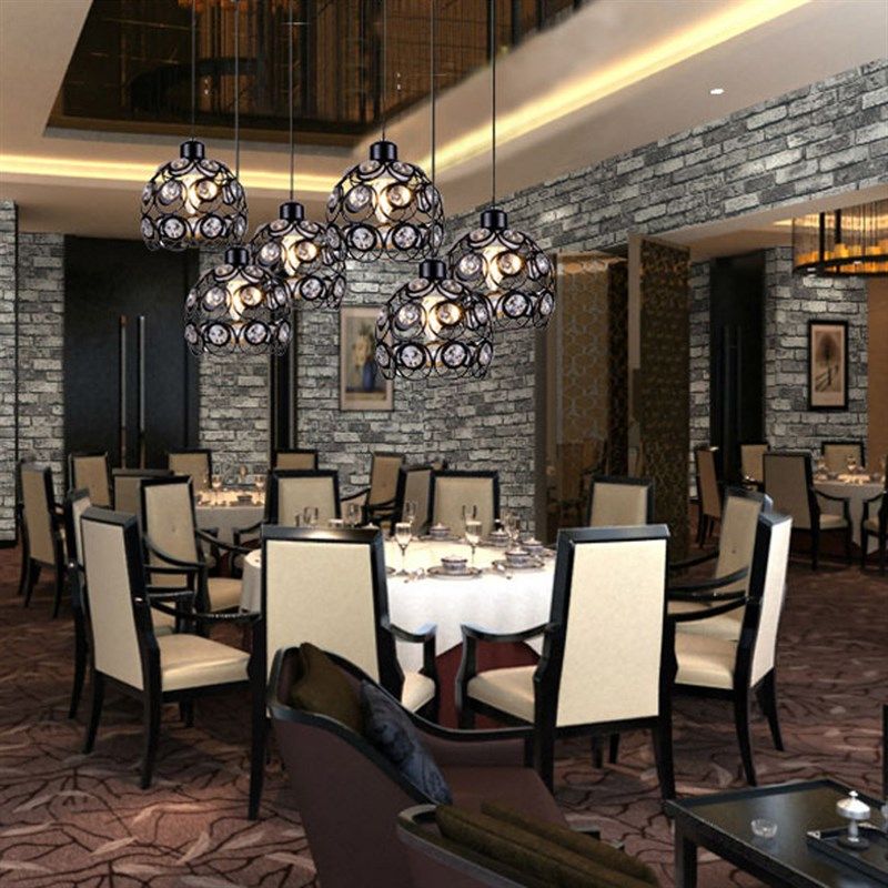 现代简约铁艺餐厅客厅吊灯创意三头单头过道水晶个性吧台吊灯灯具