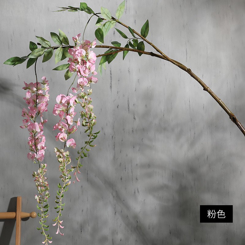 婚庆吊顶装饰藤条豆花豆瓣花仿真紫藤花酒店装饰大单支紫藤花