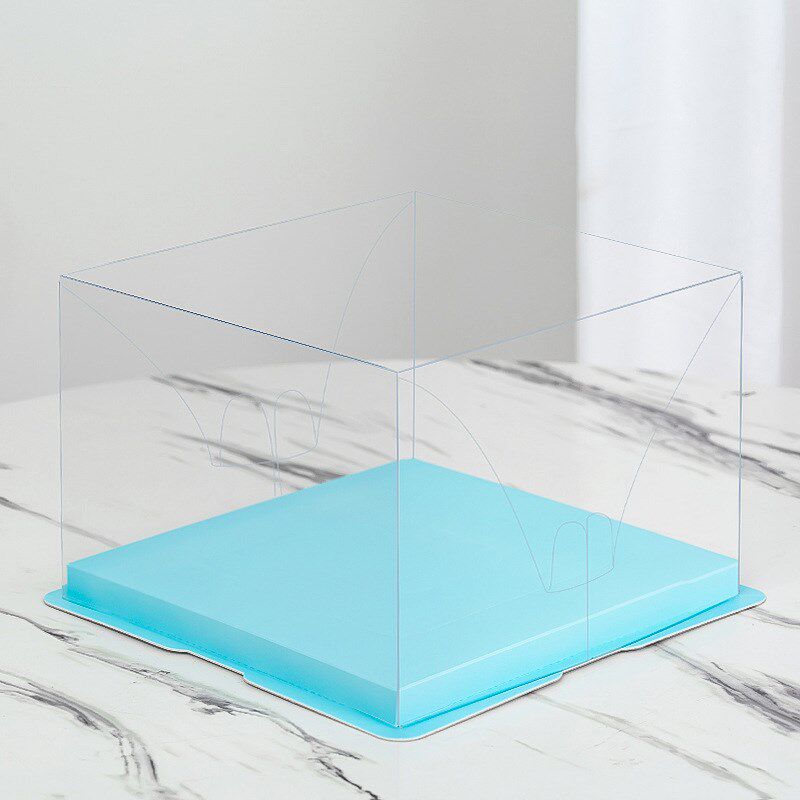 厂家全透明4寸6寸8寸二合一pet手提生日烘焙包装透明蛋糕盒子