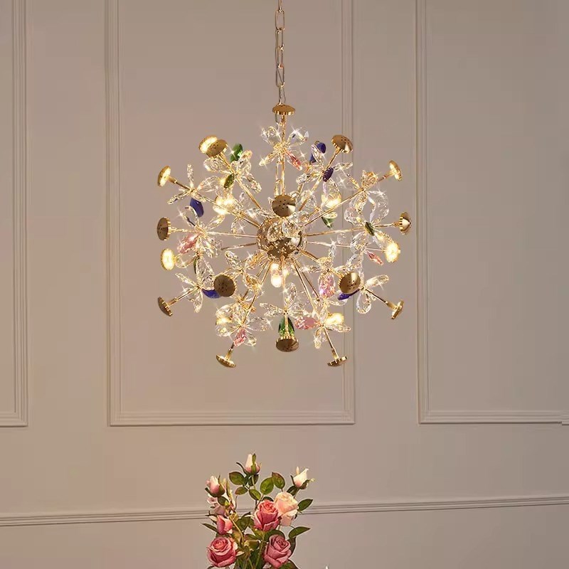 后现代轻奢水晶吊灯客厅灯简约创意花瓣灯温馨公主女孩儿童卧室灯