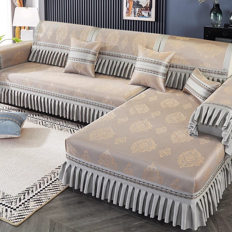 可机洗冰丝沙发垫夏季凉感2024新款凉席皮沙发沙发套罩欧式防滑巾