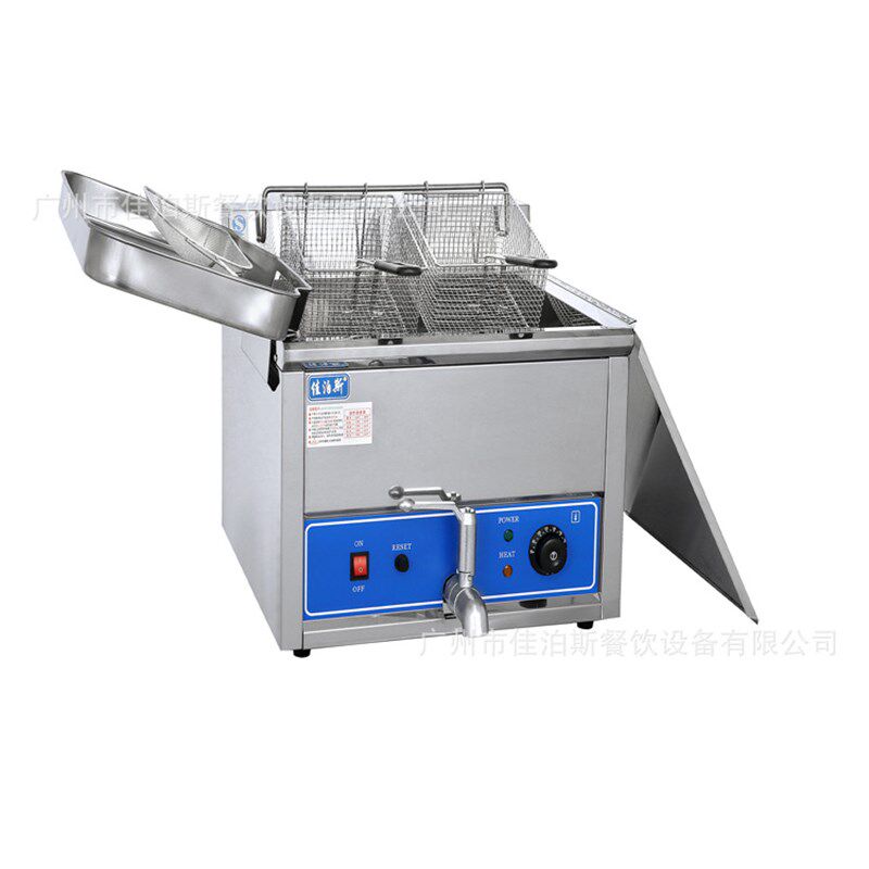 佳泊斯商用台式电热炸炉炸油条不锈钢多功能双杠单缸小吃创业