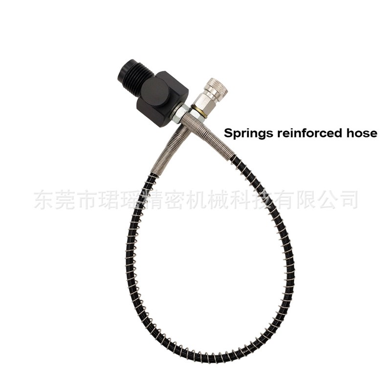 潜水纤维瓶大转小充气接头G5/8螺纹接头8mm快速接头带弹簧管