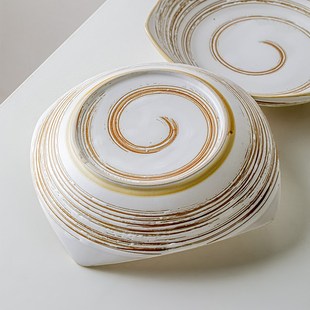 复古7英寸陶瓷深盘家用个性菜盘沙拉盘创意四方形盘子