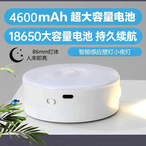 新款大容量人体感应LED小夜灯猫眼壁灯type_c充电磁吸感应灯起夜