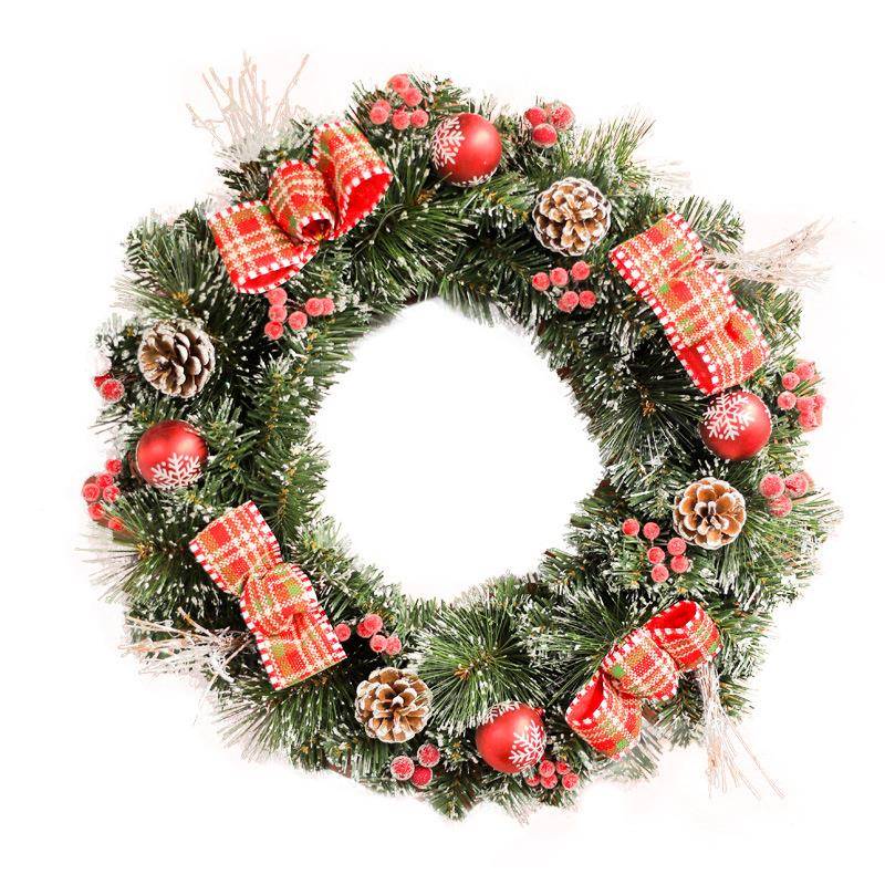 圣花环无品牌/门挂藤条落雪诞树花圈装饰圣挂件场诞摆景布置件圣